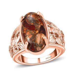 Karis Matrix Fire Opal 7.10 ctw Flower Ring in 18K RG Plated Size 7